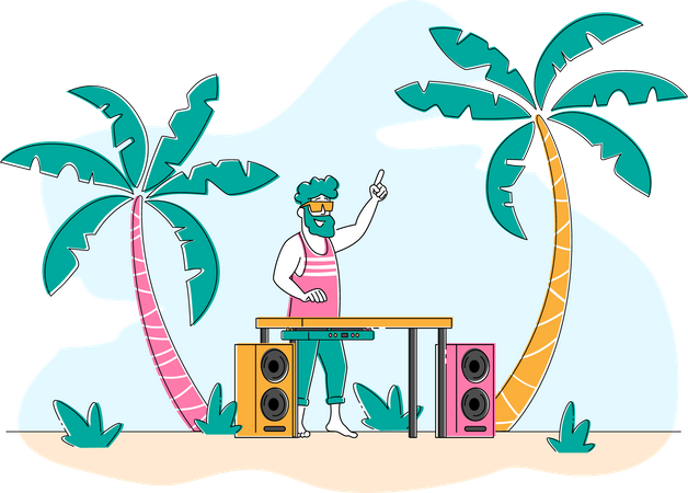 Fête sur la plage tropicale  Illustration