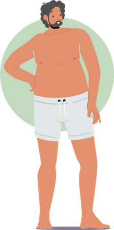 Fettleibiger Mann steht in Shorts  Illustration