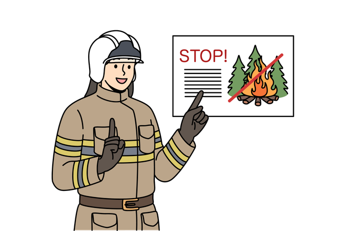 Feuerwehrfrau gibt Anweisungen  Illustration