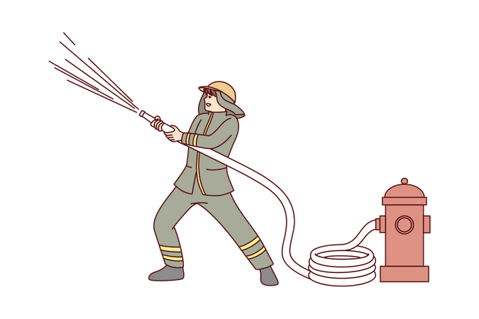 Feuerwehrmann mit Hydranten  Illustration