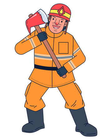 Feuerwehrmann mit Axt  Illustration