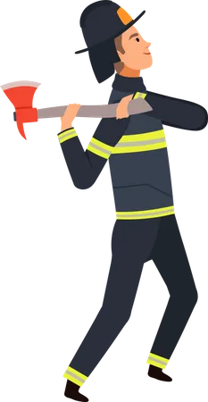 Feuerwehrmann Charakter Rettung Feuerwehrmann Sparen Helfen Menschen Illustration