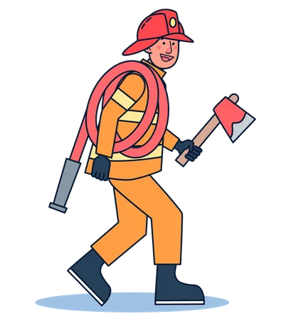 Feuerwehrmann mit Ausrüstung  Illustration