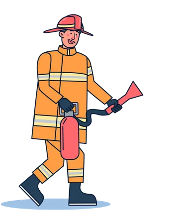 Feuerwehrmann mit Feuerlöscher  Illustration