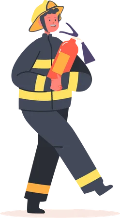 Feuerwehrmann mit Feuerlöscher  Illustration