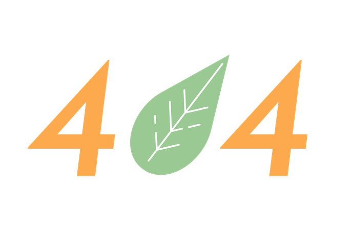 Feuille de plante d'intérieur avec message flash d'erreur 404  Illustration