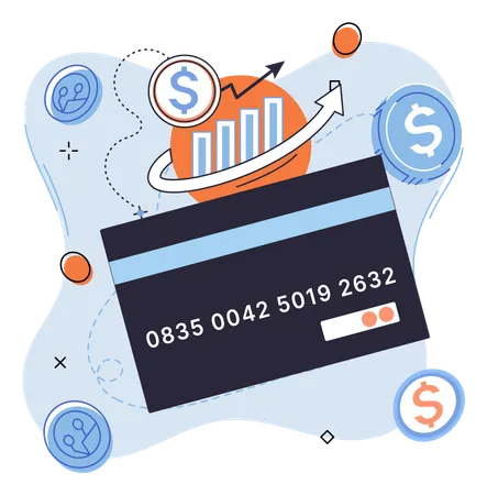 Fianncial payment using credit card and profit  Illustration