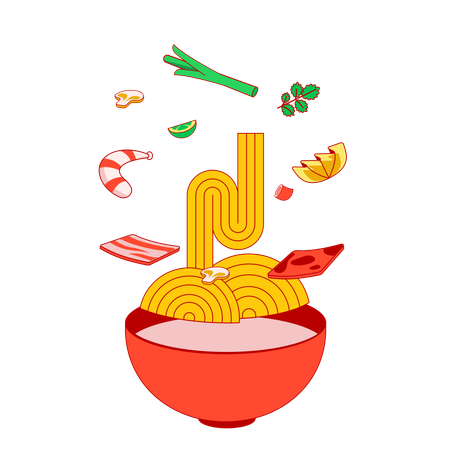 Fideos en el aire  Ilustración