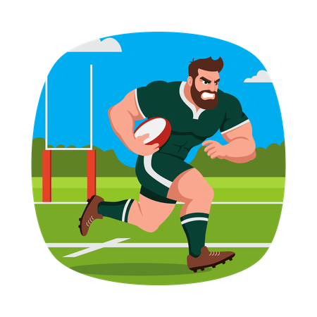 激しいラグビーのタックルの瞬間  イラスト