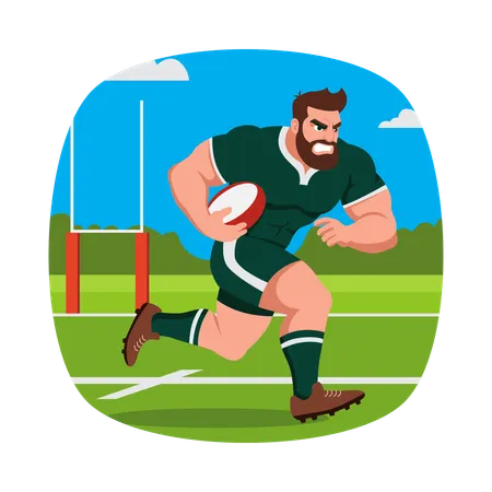 激しいラグビーのタックルの瞬間  イラスト