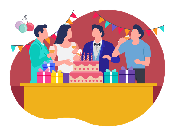 Fiesta de celebración de cumpleaños  Ilustración