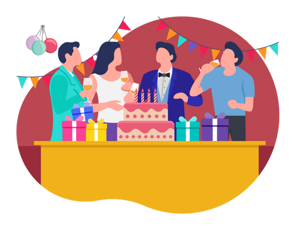Fiesta de celebración de cumpleaños  Ilustración