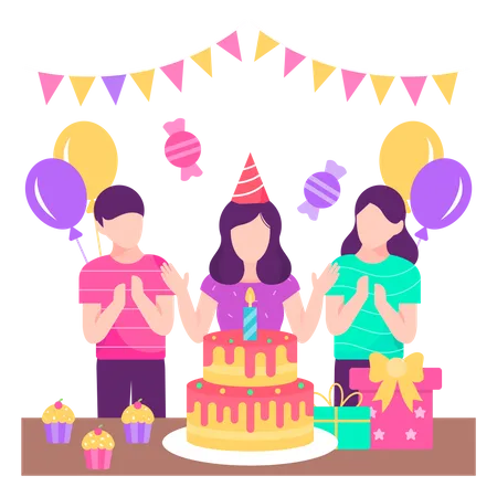 Fiesta de cumpleaños  Ilustración