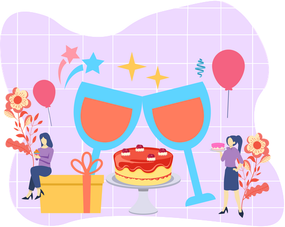 Fiesta de cumpleaños  Ilustración