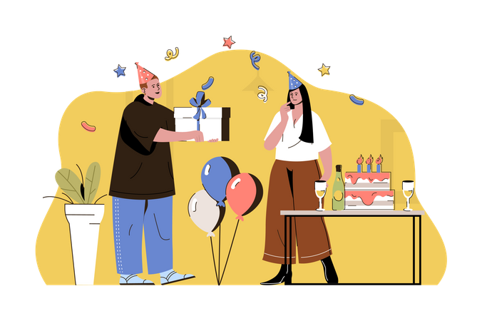 Celebración de la fiesta de cumpleaños  Ilustración