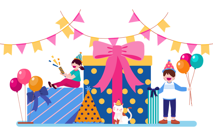 Fiesta de cumpleaños  Ilustración