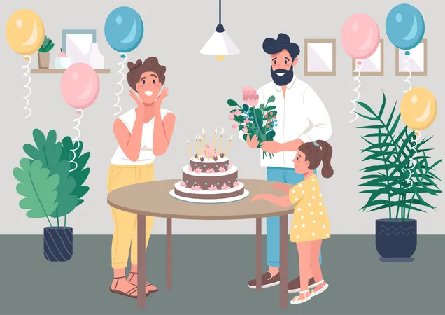 Fiesta sorpresa de cumpleaños  Ilustración