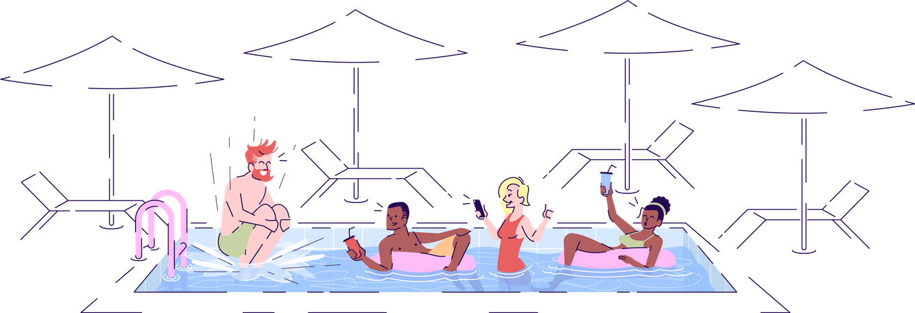 Fiesta de piscina  Ilustración