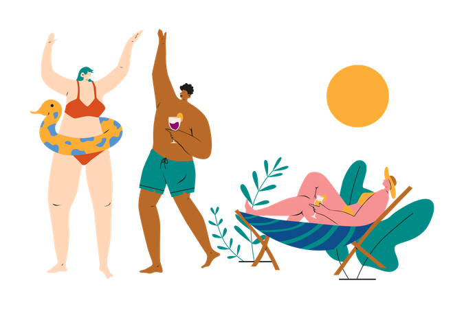 Fiesta de piscina  Ilustración