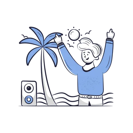 Fiesta en la playa  Ilustración