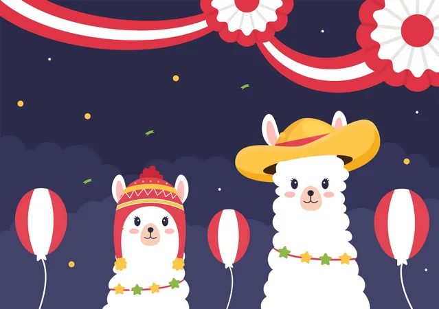 Fiestas Patrias Peru  Illustration