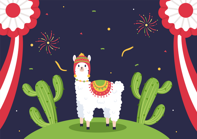 Fiestas Patrias Peru  Illustration