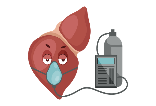 Fígado com cilindro de oxigênio  Ilustração