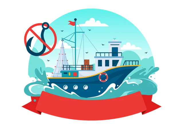 International Day For The Fight Against Illegal Unreported And Unregulated Fishing Vector Illustration With Rod Fish In Flat Cartoon Background Illustration