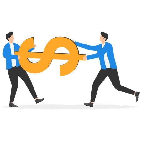 Fight for money in business competition  Illustration