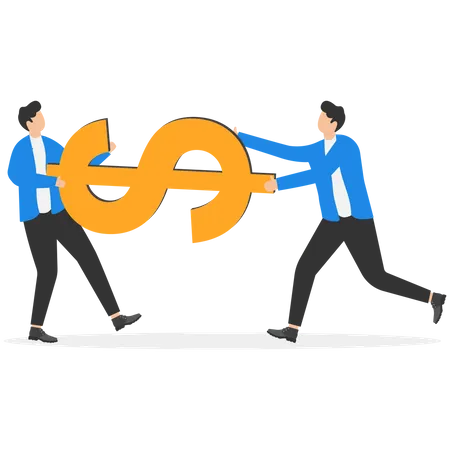 Fight for money in business competition  Illustration