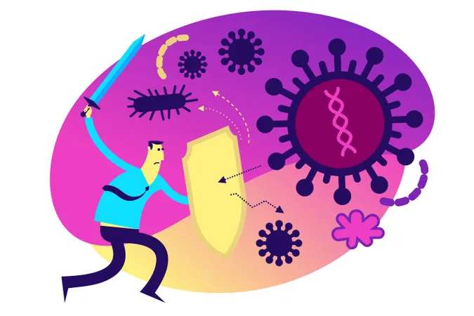 Fight with different diseases Illustration
