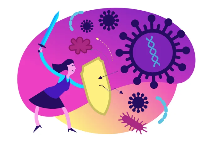 Fight with different diseases  Illustration