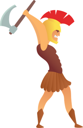Fighter Holding Weapon  Illustration
