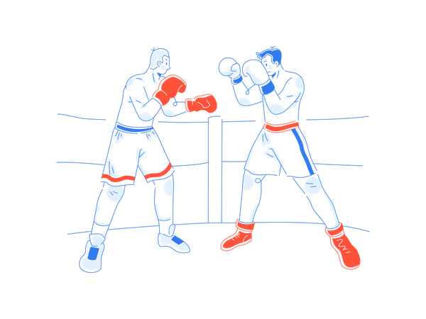 Fighters doing boxing Illustration