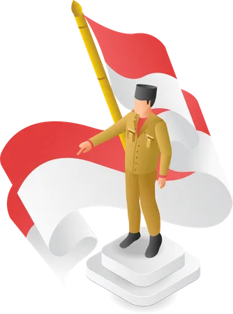 Fighters for the proclamation of Indonesia's independence Illustration
