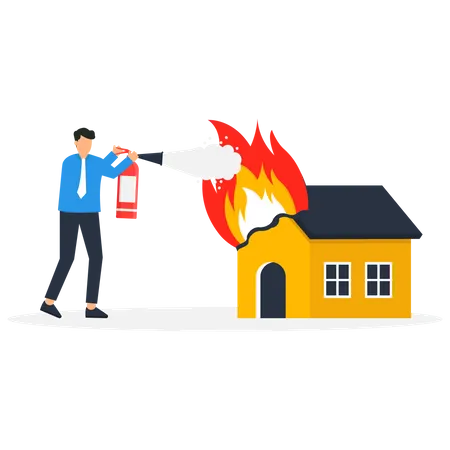 Fighting Burning House  Illustration