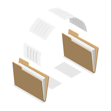 3 D Isometric Flat Vector Icon Of File Sharing Document Transferring Between Folders Illustration