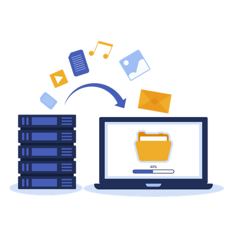 File transfer from server to laptop  Illustration