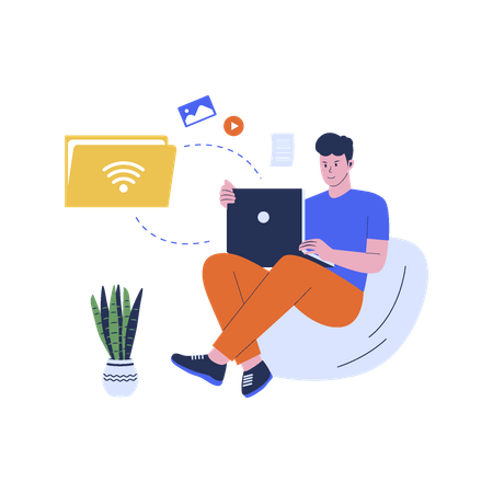File Transfer With Folder  Illustration