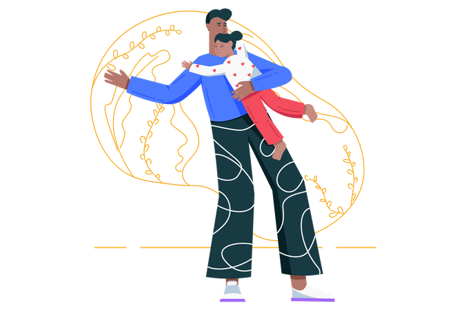 Filha abraçando o pai  Ilustração
