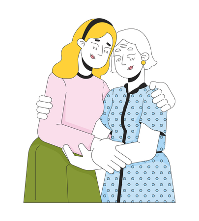 Filha idosa caucasiana da mãe que abraça  Ilustração
