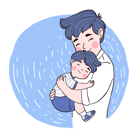 Filho abraçando o pai  Ilustração