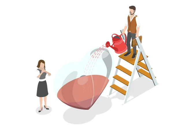 3 D Isometric Flat Vector Conceptual Illustration Of Passion At Work Success And Career Growth Illustration