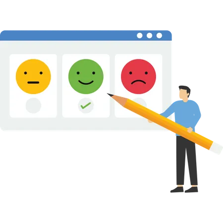 Feedback And Review Concept Fill Out The Character Survey Form And Give A Positive Or Negative Opinion Identify Customer Satisfaction And Complaints Customer Service And User Experience Concept 일러스트레이션