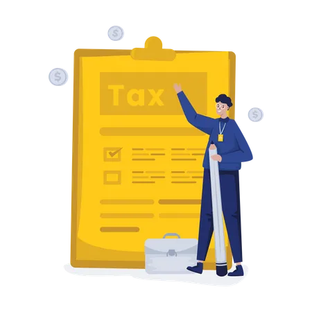 A Man Fills Out Tax Forms Flat Illustration Illustration