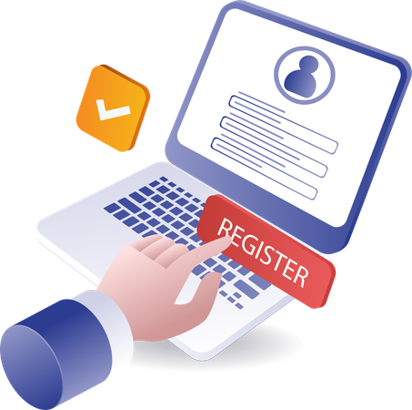 Fill registration form data on online computer  Illustration