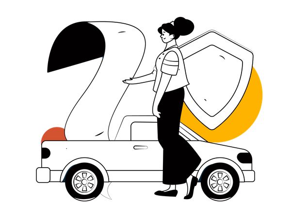 Fille à la recherche de papier d'assurance automobile  Illustration