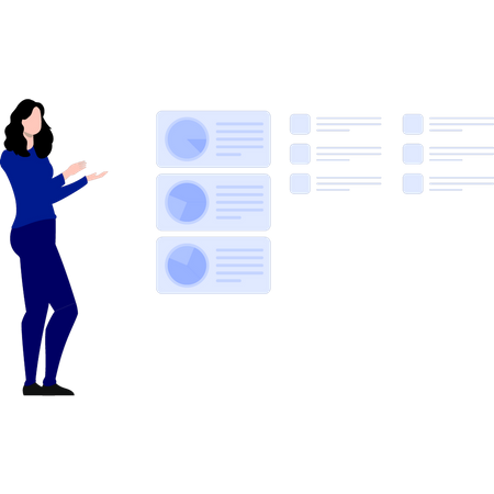 Fille à la recherche d'un diagramme circulaire  Illustration