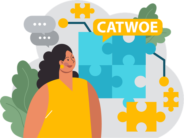 Fille trouvant un puzzle de catwoe  Illustration