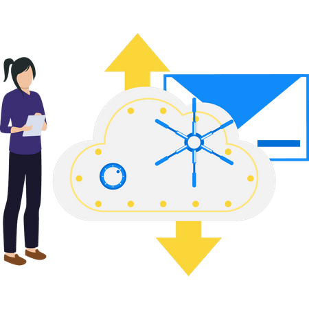 La fille a une protection des données cloud  Illustration